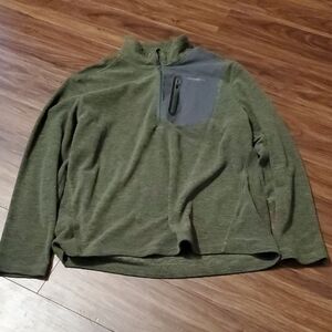 Eddie Bauer Olive Green Knit Pullover with Black Tag And Chest Pocket